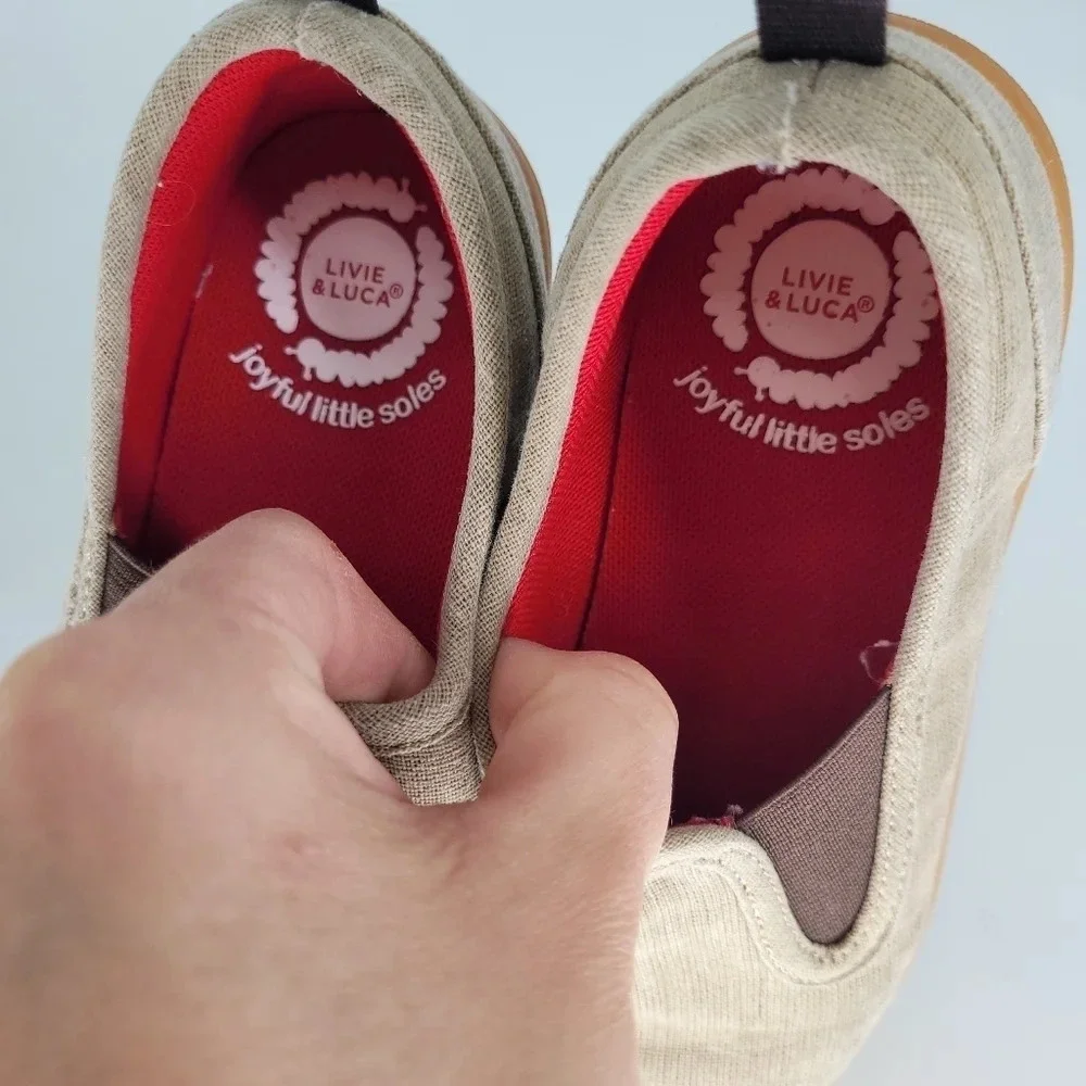 LIVIE & luca ridge beige red kids loafers slip on slides Sneaker Size 12